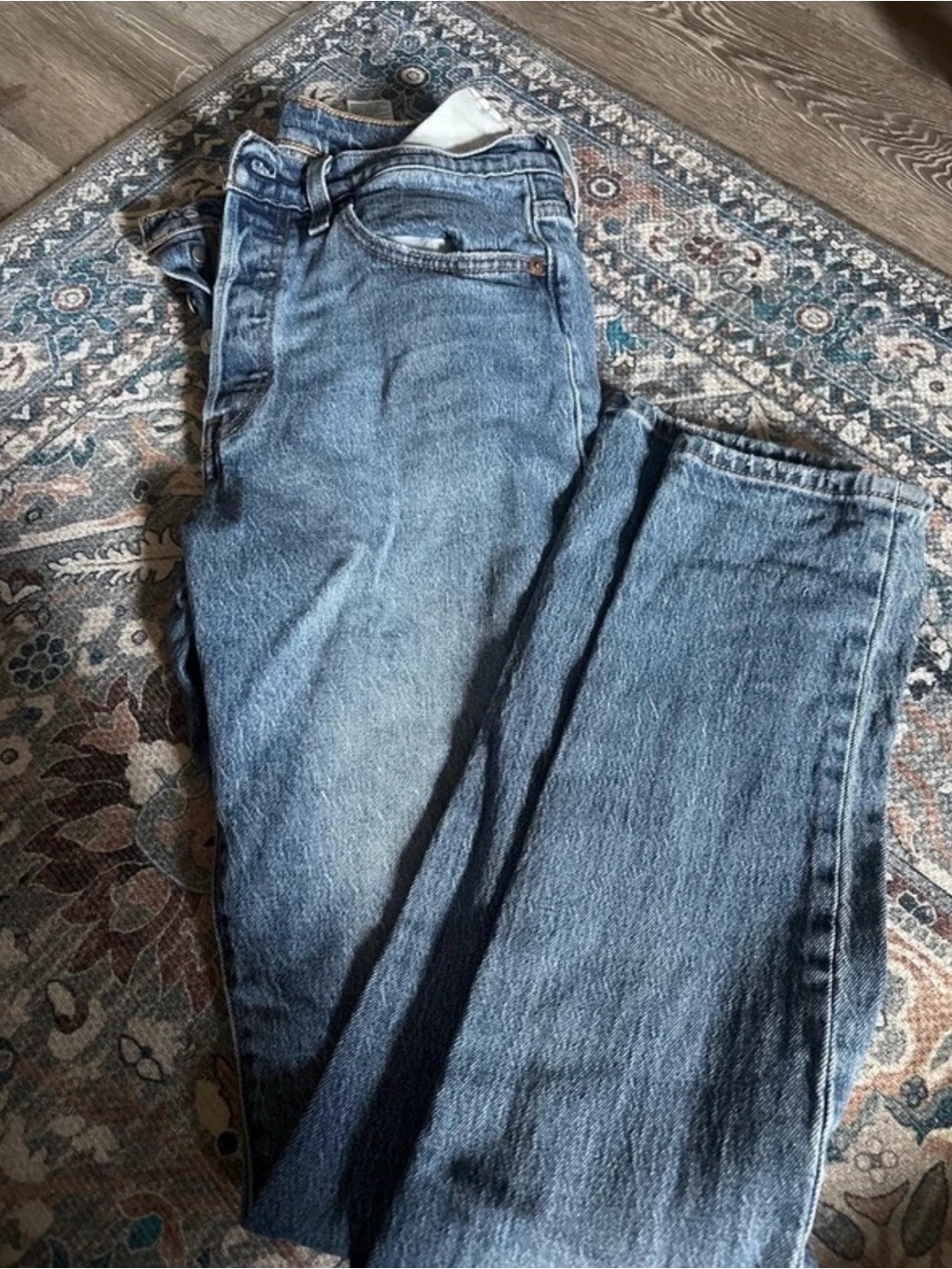 Levi's High-Rise Straight-Leg Jeans in Light Blue